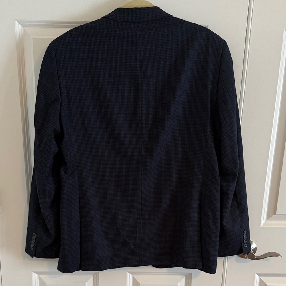 Van Heusen Flex Slim Fit 42R Navy Blue Plaid Blazer - Picture 5 of 8